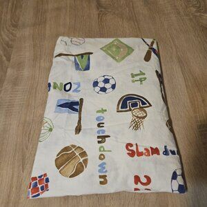Pottery Barn Kids My Favorite Sports Twin Flat Sheet Organic Cotton Boys